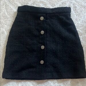 Elegant Black Skirt with Button Detail
